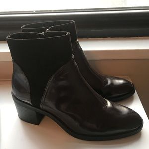 Burgundy patten leather Zara booties